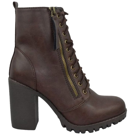 Brown Combat Lace Up Boot - Cute for outdoor wedding! - Picture 1 of 5